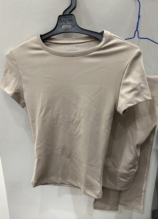 Sand beige short sleeve top - Image 2