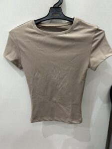 Sand beige short sleeve top