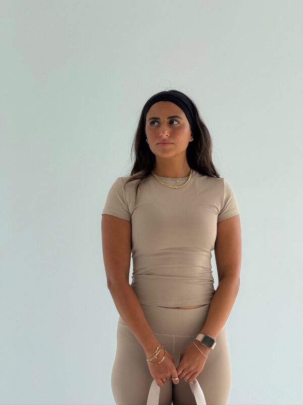 Sand beige short sleeve top - Image 2